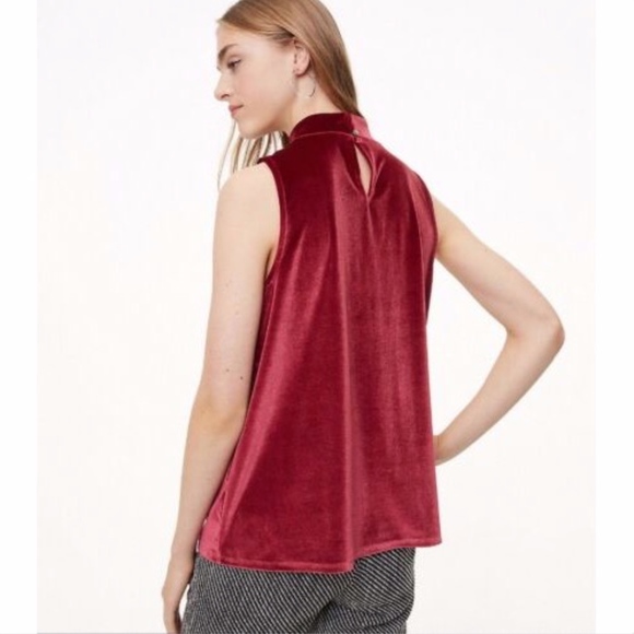 LOFT Velvet Mock Neck Swing Shell Blouse Top XL - Picture 3 of 4